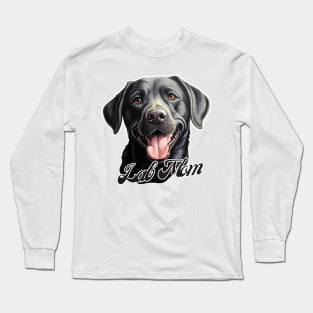 Black Lab Mom T-Shirt - Dog Lover Gift, Pet Parent Apparel Long Sleeve T-Shirt